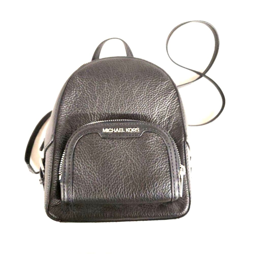 Michael Kors Jaycee Extra Small Black Pebbled Leather Convertible Mini Backpack